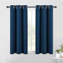 Moroccan Blue Blackout Curtains 34x60in 2 Panels Silver