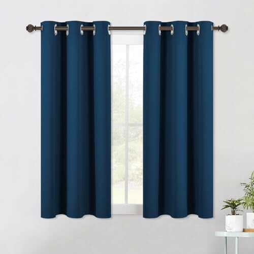 Moroccan Blue Blackout Curtains 34x60in 2 Panels Silver