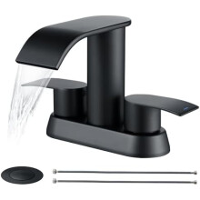 Schwarze Wasserfall-Waschtischarmatur für 2/3-Loch-Waschbecken mit