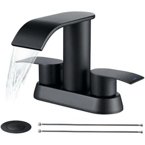 Black Waterfall Bathroom Faucet for 2/3 Hole Sinks with