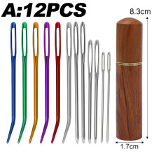 Large Eye Sewing Needles Kit Stainless Steel Blunt Darning Bent Tapestry Needles with Storage Box Crochet Darning Yarn Project