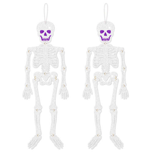 Glitter Skeleton Door Hanger – 26 Inch Poseable Skull