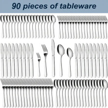 Silver Tableware Set 90 pcs with 18-piece cutlery