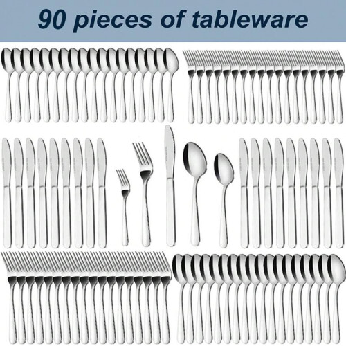 Silver Tableware Set 90 pcs with 18-piece cutlery