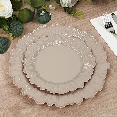 BalsaCircle Taupe Reef Design Plastic Dessert Plates (20