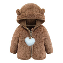 Fall Winter Baby Girl Boy Full Zip Up Fleece Jacket Hoodies With Ear Hooded Jacket Outwear With Pockets (Brown_Z,12-18 Months)