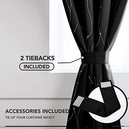Blackout Curtains 42x45 in, Silver Foil Print, 2-Pc 2