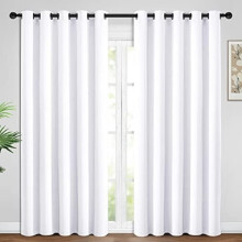Blackout Curtains Room Darkening Thermal Insulated Window Panels,Solid Grommet Top Drapes for Bedroom/Living Room(62Wx96L, Pure White, 2 Panels)