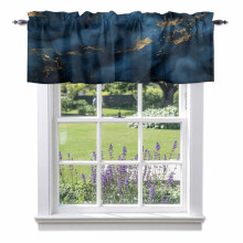 Navy Blue Stone Gold Stripe Valance 54x18in