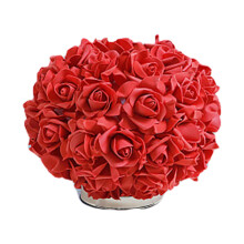 Lampe à fleurs roses rouges, trépied doré, 1 pièce