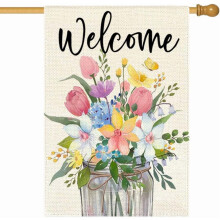 Spring Floral House Flag 28x40 in Double Sided