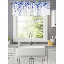 Blue Eucalyptus Valance Curtains 42x12in Rod Pocket