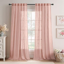 Blush Pink Linen Blend Curtains 72" L, 2 Panels