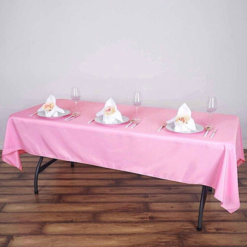 BalsaCircle Pink Polyester Rectangular Tablecloths (6 pcs,