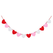 Red and White Felt Heart Garland 3.3 ft
