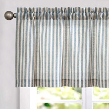 Striped Linen-Textured Valance Curtain, 50"W x 18"L,