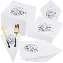 80 stk. Disco Party Cocktailservietter, 13x13 cm foldet