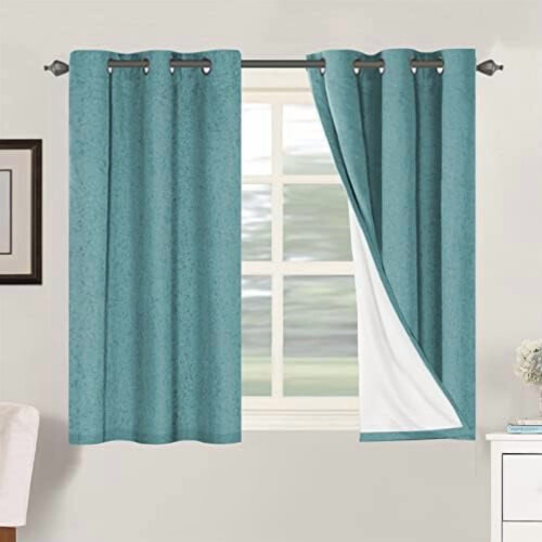 Linen-Effect Blackout Curtains with White Lining, Grommet