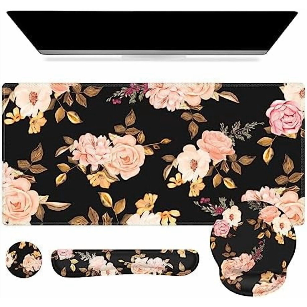 Gaming Desk Mat Set Xxl With Wrist Rests And Coaster 9097180988120