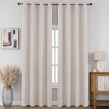 Faux Linen Blackout Thermal Curtains 52x90in 2 Pack