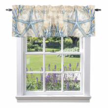 Blue Starfish Ocean Valance Curtain 54x18in Rod Pocket