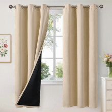 White Blackout Curtains 42 x 63 in, Thermal Grommet Panels