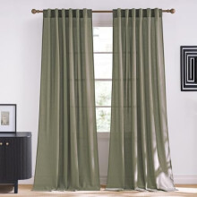 Semi-Sheer Linen Curtains 84" L, Rod Pocket & Back Tab, 2