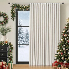 Linen Thermal Blackout Curtain Panel Beige 100x84 in