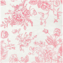 Pink Blomster Cocktail Servietter 12,5 cm Firkantede 100-pak