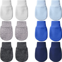 6 Pairs Newborn Baby Mittens, Soft Cotton Infant Toddler Anti Scratch Gloves, Unisex for 3-9 Months Girls Boys