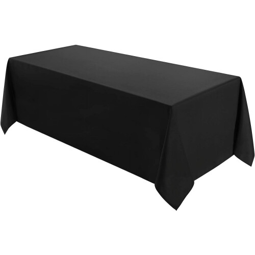Black Polyester Tablecloth 90 x 132 in Rectangular