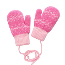 Winter Knitted Mittens For Children With Thermal And Neck Lanyard Cold Weather Handwear For Kids