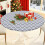 Round Elastic Tablecloth 25-30 in Grey White Vinyl Flannel 1