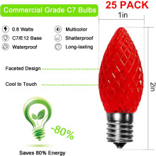 JINYUN C7 LED Christmas Bulbs Outdoor Multicolor 25-Pack