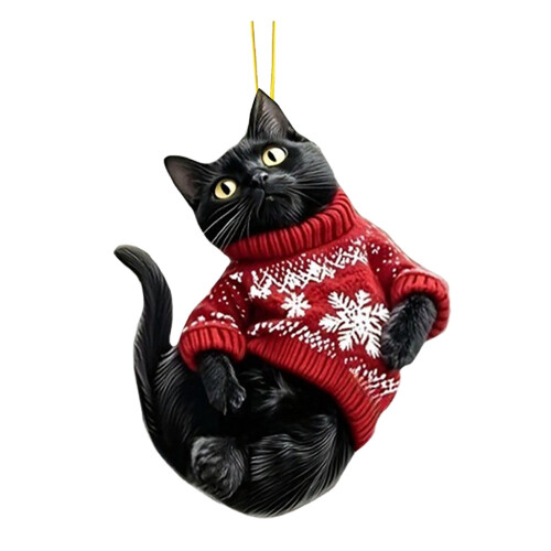 Black Cat Christmas Ornament Acrylic 1pc