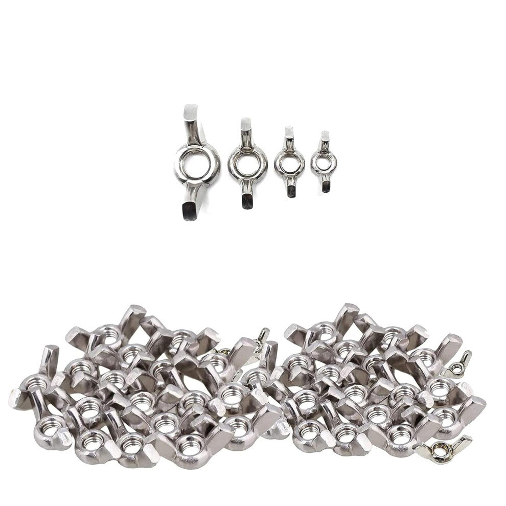 40 Pcs Steel Wing Nuts, Stainless Steel Wing Nuts, Wing Nut Assortment, M4 M5 M6 M8 - Dksfjkl 9399596039763
