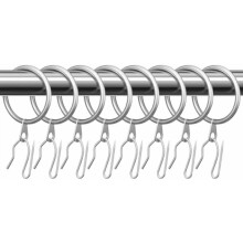 30 Pcs Metal Curtain Rings (0.98"/1.26"/1.65" ID) + 30 Pcs Pin Hooks, Matte Silver, 25 mm – Compatible with Standard Rods