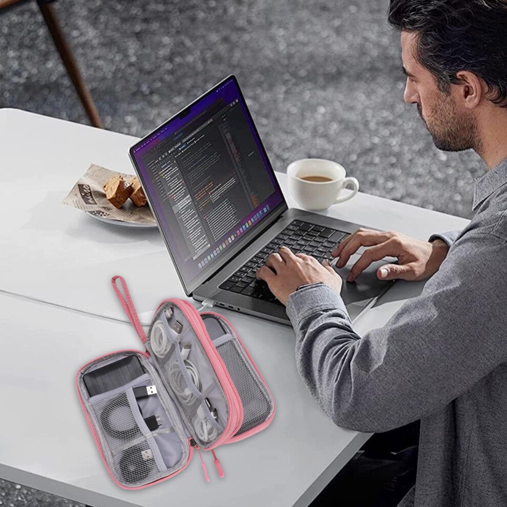 Cable Organizer Bag Â 2-Compartment, Water-Resistant, Compact (8.7X5.1x1.6 In), For Cords, Chargers, Headphones Â Compatible With Office & Travel 9399596041438