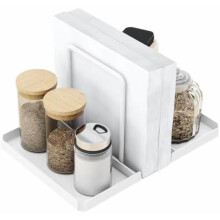 Metal Napkin Holder with Condiment Caddy, Black