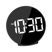 OUNONA Voice-Controlled Black Alarm Clock 10.5 x 4 cm