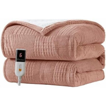Electric Heated Blanket 50x60 Inch Fog Rose 6 Heat Settings