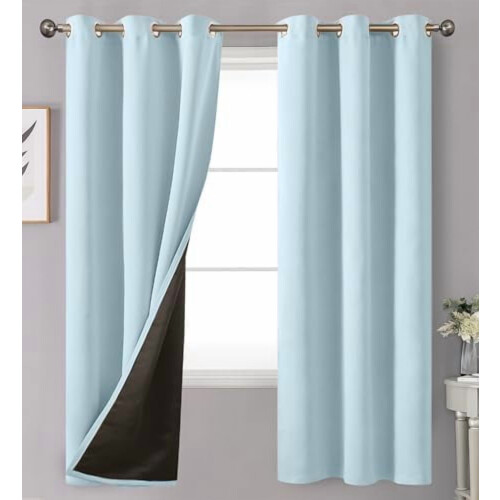 Blackout Curtains 42x63 in, 2 Panels, White, Thermal