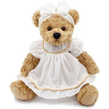 Oitscute Liten Baby Nallebjörn med Tyg Söt Mjuk Gosedjur 10" (Vita Nattkläder)