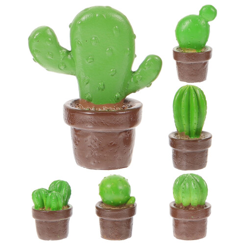 Cactusfiguurtje van hars, 3,5 cm, groen, decoratief.