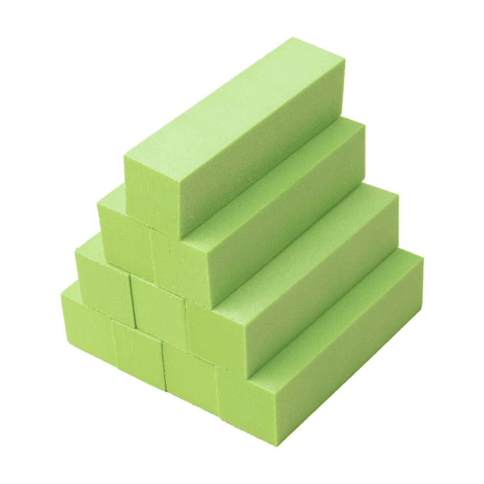 10 Pcs Nail Buffer,4-Sided Grit Surfaces Nail Buffer Block,High-Foam and Compact Nail Supplies,Green
