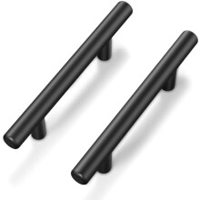 Poignées de meuble noir mat, entraxe de 7,6 cm (3 po), lot de 60