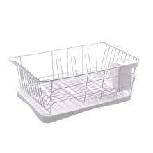 White Kitchen Dish Drying Basket with Drainage