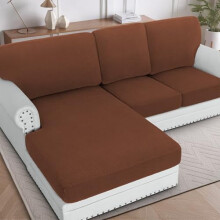 3-delige hoezen voor een hoekbank (alleen zitgedeelte: 1 chaise longue + 2 zitgedeeltes), karamelkleur, geschikt voor L-vormige hoekbanken