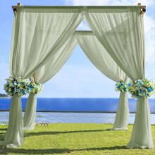 BalsaCircle 5x14 feet Dusty Green Premium Chiffon Sheer Curtain Panel Backdrop Drape Wedding Party