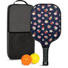 Floral Fiberglass Pickleball Paddles Set with 2 Balls & Bag – Compatible with Indoor/Outdoor Play